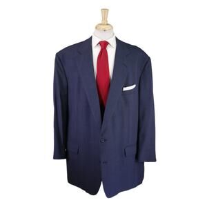 Miller Brothers Custom Tailored Blue Plaid 2-Btn Wool Suit Big 54R